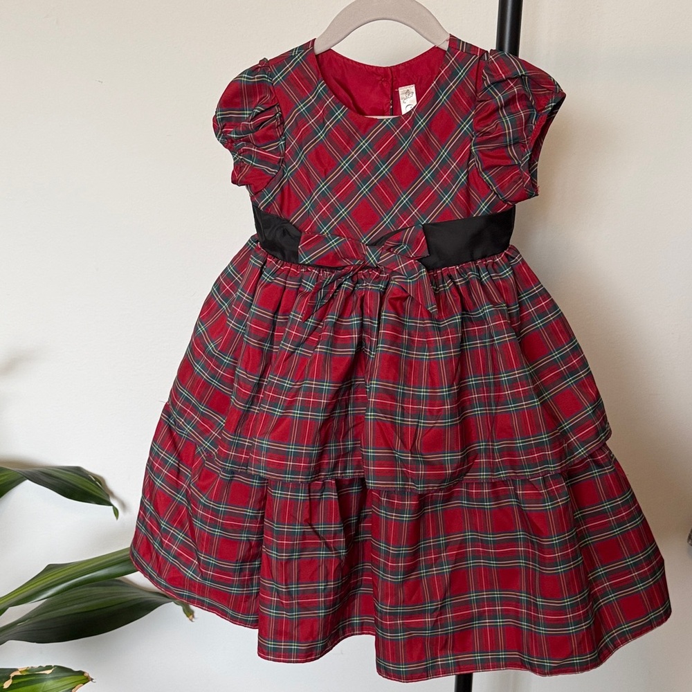 Red Plaid Dress with Black Accents